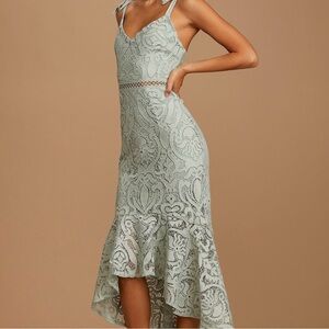 sage green tie dress